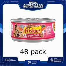 48 pack Purina Friskies Prime Filets Salmon and Beef Sauce Wet Cat Food 5.5oz