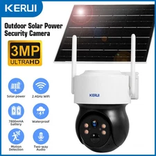 Solar Battery Powered Wireless WiFi Outdoor Pan/Tilt Home Security Camera System