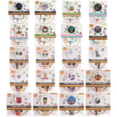 Simply Make Kreuzstich Set Halloween/Herbst Basteln DIY Kinder Feuerwerk Katze 
