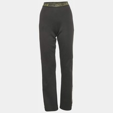 Roberto Cavalli Black Jersey Contrast Trimmed Pants M