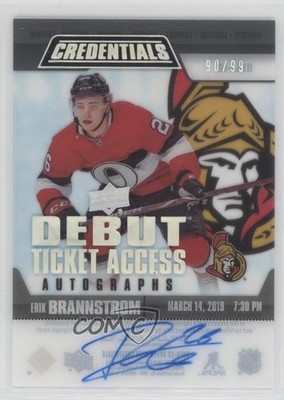 2019 Upper Deck Credentials 90/99 Erik Brannstrom #RTAA-EB Rookie Auto RC 1pc9