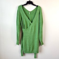 Free People Sienna Wrap Sweater Dress Green S