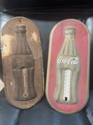 Vintage Coca-Cola Bottle Thermometers Metal Wall Signs Advertising Lot of 2!