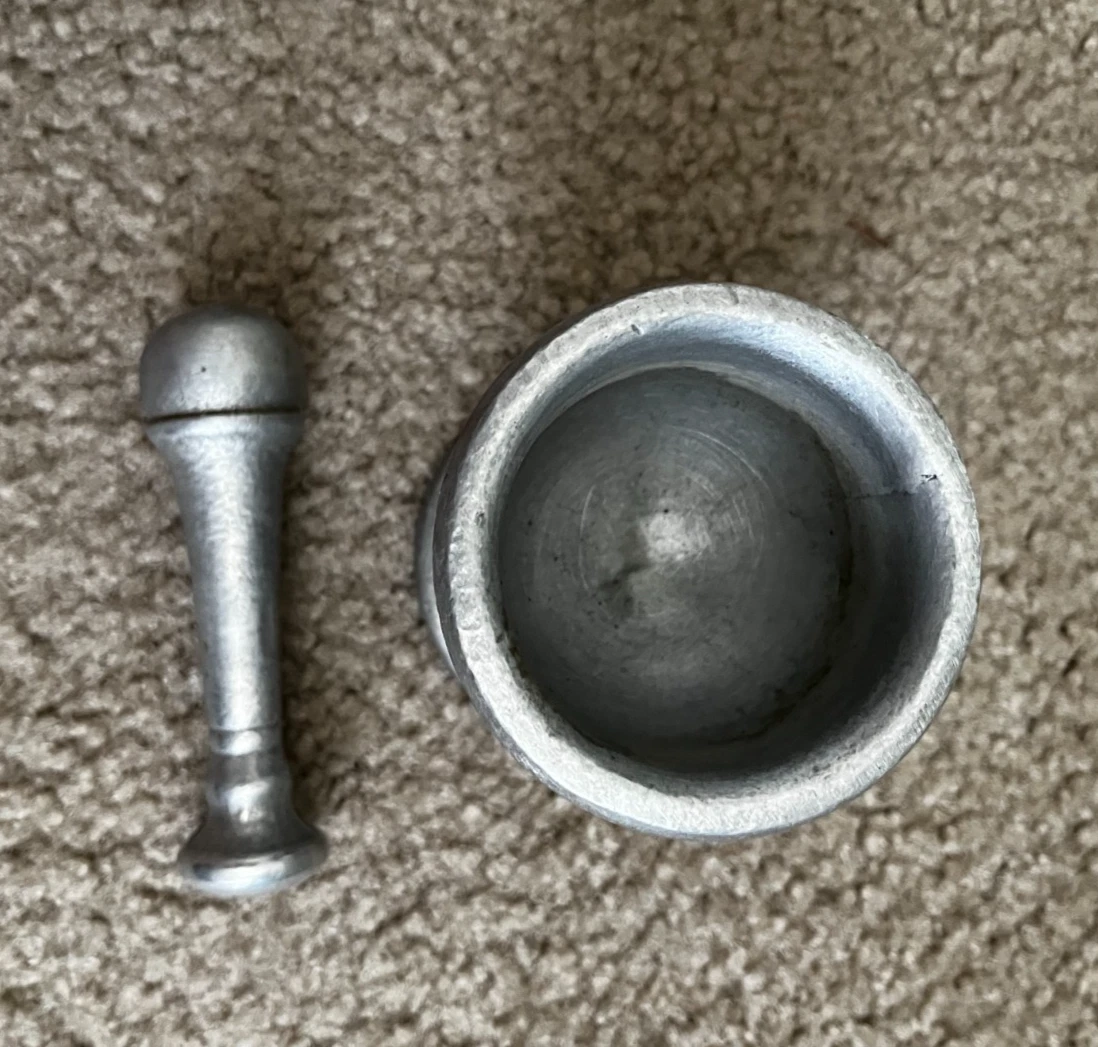 ⚒️ VINTAGE WILTON PEWTER MORTAR & PESTLE • USA MADE • APOTHECARY • 3.5" TALL