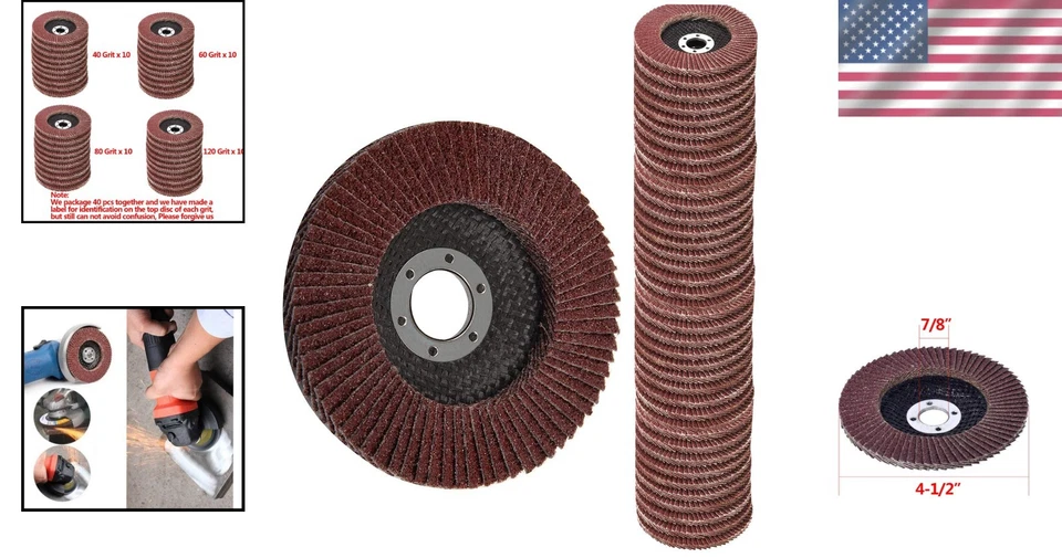 Flap Discs 40 PCS 4.5 Inch - Assorted Grit Grinding Wheels - Image 2 of 4