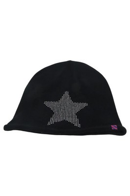 TOM TAILOR Beanie Mütze Damen Sterne Strass Polyacryl Schwarz Casual