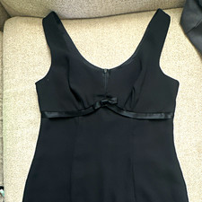 Vintage Rampage Juniors 7 Black Satin V-Neck Sleeveless Mini Dress Bow