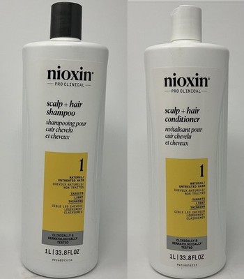 Nioxin System #1 Shampoo and  Condirioner Natural/Untrated Hair 33.8 oz, No Seal