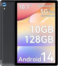Android 14 Tablet, 10.1 inch Tablets IPS HD Touchscreen Dual Camera 10GB+128GB