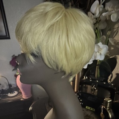 Wig Pop Pixie Wig Wavy Golden Blonde Short Fashion for Women