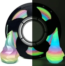 Rainbow Glow in The Dark 1.75mm Gradient PLA Filament with Smooth Surface, Brigh