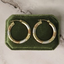 14k Matte Tricolor Gold Hoop Earrings Michael Anthony 1&rdquo; 1.57g
