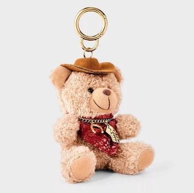 Target Universal Thread Cowboy Teddy Bear Bag Charm Plush Purse Keychain (NWT)