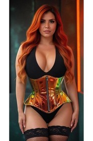 Daisy Top Drawer Sunset Holo Double Steel Boned Underbust Waist Cincher Corset