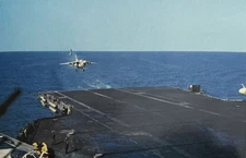 Postcard, A7 Corsair, aboard the USS Midway
