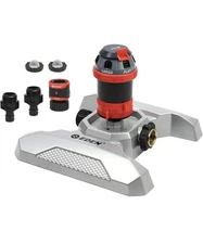 Eden 96122 Metal Adjustable 6-Pattern Mobile Rotary Gear Drive Garden Sprinkler