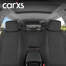 BLACK - BDK CARXS BLACK LEATHER CAR SEAT COVERS FULL SET, 9-PIECE FAUX SEAT