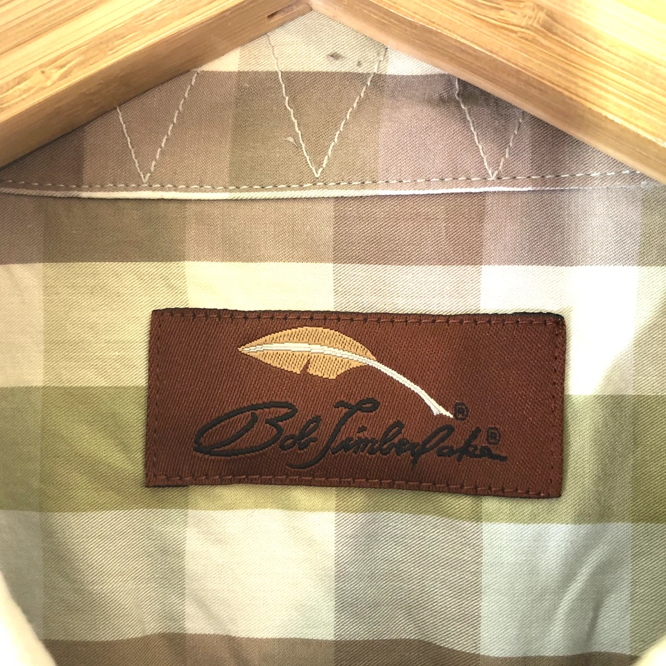 Camisa Bob Timberlake Botón Para Hombres XLT Cuadros Manga Larga Algodón Cuadros Altos Foto 2 de 4