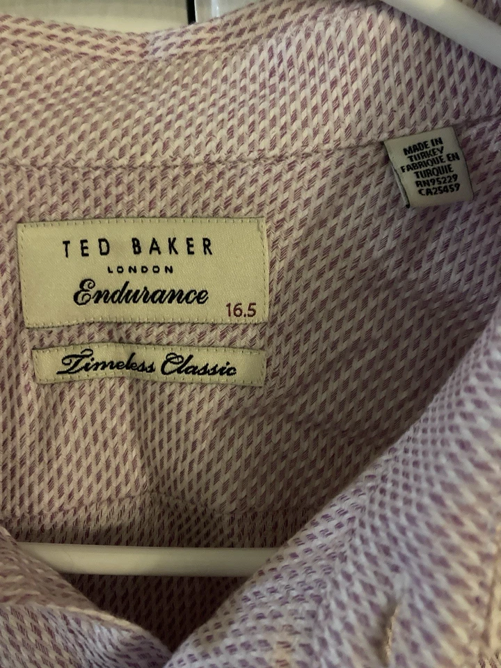 Camisa de vestir Ted Baker Endurance para hombre talla 16,5 rosa manga larga abotonada Foto 2 de 4