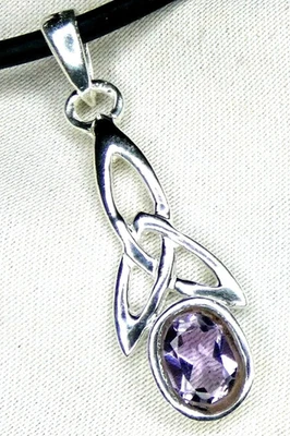 💜 Anhänger  Amethyst  925 Silber fac. "keltischer Knoten" Glücksbringer NEU 💜 - Bild 1 von 4