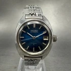 Seiko Automatic Watch Women 24mm Blue Dial Silver Tone Date 2205-0050 Runs VTG