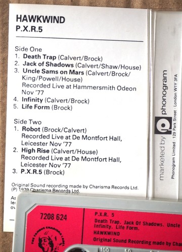 Hawkwind PXR5 Cassette CHARISMA 7208 624 Cassette tape album - Picture 2 of 4