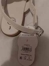 Wonder Nation Girls White Scalloped Buckle Sandals Non-Marking Outsole Sz 3