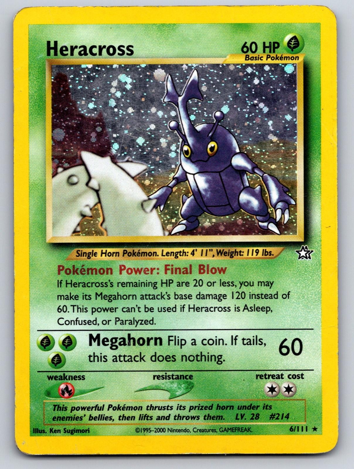 HERACROSS 6/111 RARE NEO GENESIS POKEMON UNLIMITED HOLO HP
