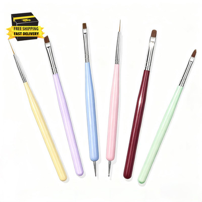 Nail Art Brushes, 6PCS Nail Design Painting Brush Sets with Nail Polish Brush Na