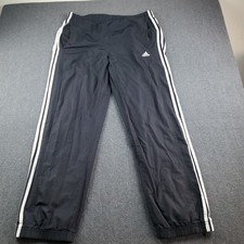 Vintage y2k Adidas Black White Mens S Side Stripe Track Windbreaker Pants Lined