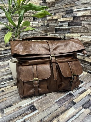 Braune Kunstledertasche - großes Fassungsvermögen PC- und Bücherhalter geräumig robust