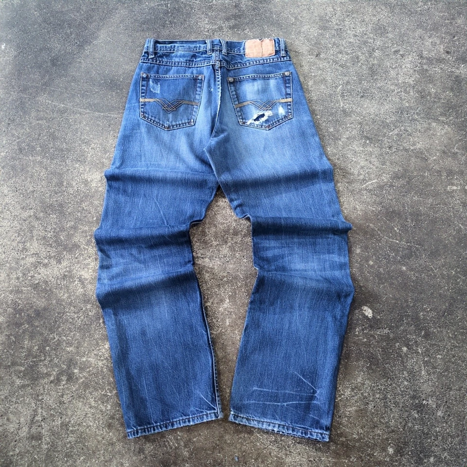 Stetson Western Jeans 28x34 Blue Pants Distressed Dark Faded Retro 1520  - Image 3 of 4