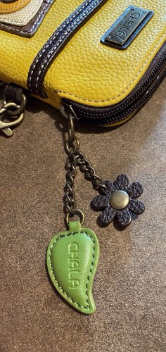 Chala Crossbody Purse Gold Pebble Leather Owl Leather Embellishment Hang Tag New - Picture 13 of 13