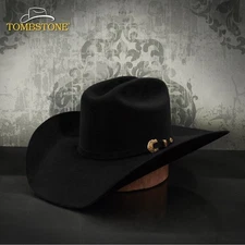 Texana Tombstone 50X Beaver Fur Felt Western Cowboy Hat Roper Style - Black