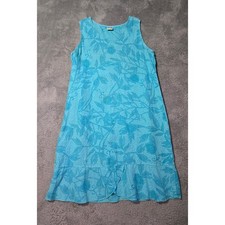 Sunny Side Up Linen Dress Floral Print Sleeveless Casual Summer Dress M *FLAW*