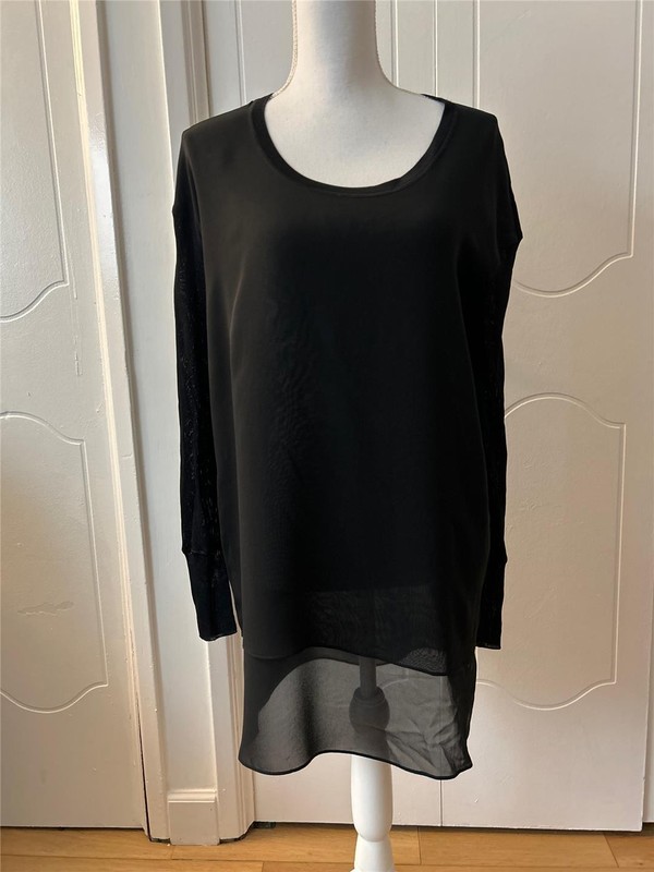 RAG & BONE BLACK LAYERED SILK TUNIC TOP SZ XS