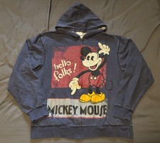Disney Store Hoodie Sweatshirt Mens Large Blue Full Zip Fleece Mickey Mouse