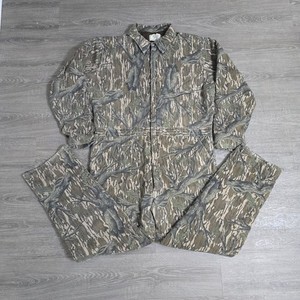Vintage Mossy Oak Treestand Insulated Coveralls Jumpsuit USA Talon Zip XL Long