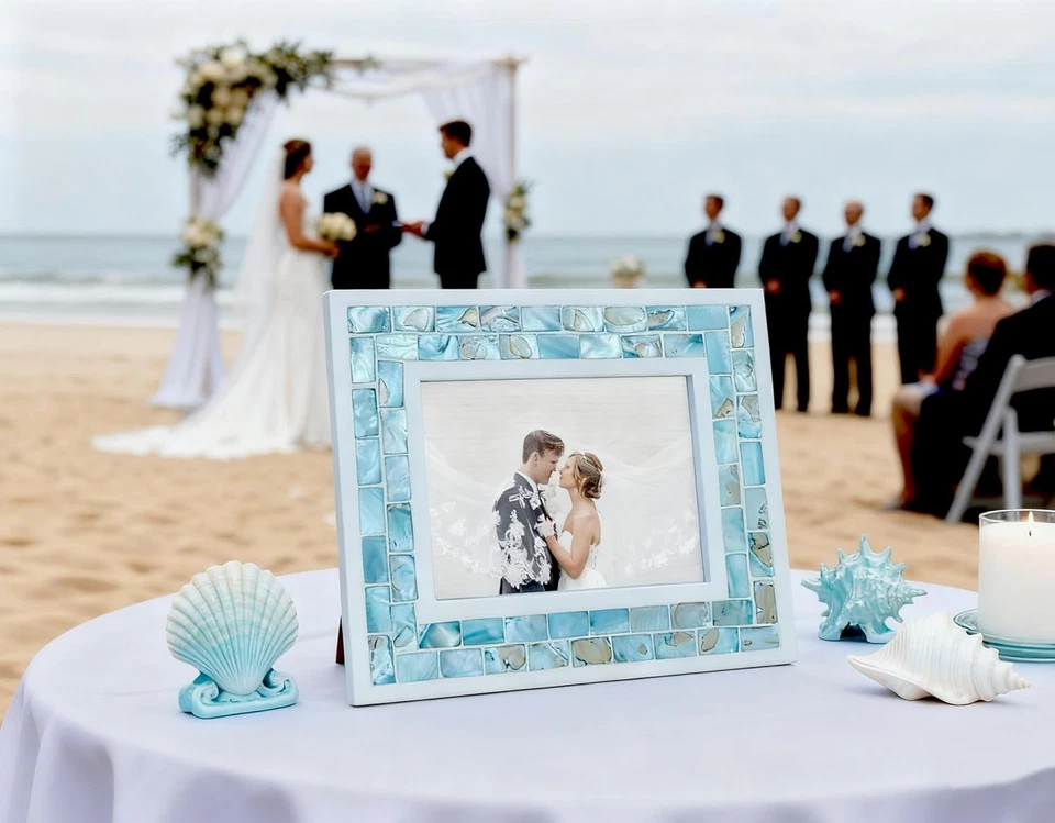 GIFTME 5 Marco de Fotos 5X7 Madreperla Mosaico Marco de Fotos, Playa Mesa O Foto 4 de 4