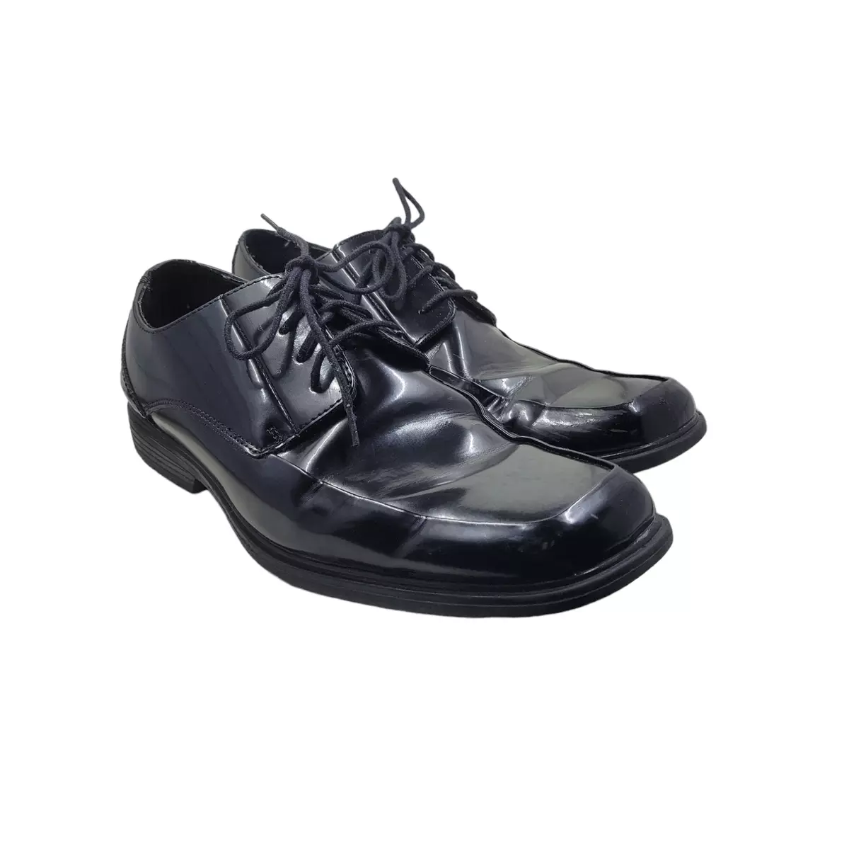 Apt 9 Mens Black Leather Oxford Dress Shoes Lace Up Square Toe