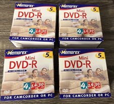 4 Lot New Sealed Memorex 5 Pack Mini DVD-R PC/Camcorders 1.4GB 30min 4X 20 Total
