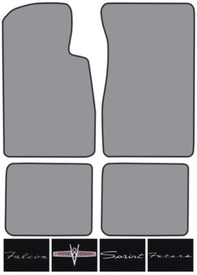 1963-1965 Ford Falcon Convertible Loop Carpet Logo Floor Mat 4pc