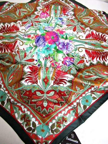 FATTORSETA by CAROLINA FATTORINI 100% SILK SQUARE SCARF 35x35 - MADE IN ITALY - Picture 6 of 24
