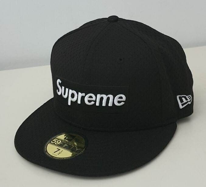 SS18 Supreme Mesh Box Logo New Era cap black hat size 7 1/2