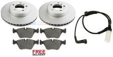 FOR BMW E60 E61 5 SERIES FRONT BRAKE DISCS & PADS + SENSORS SET *NEW*