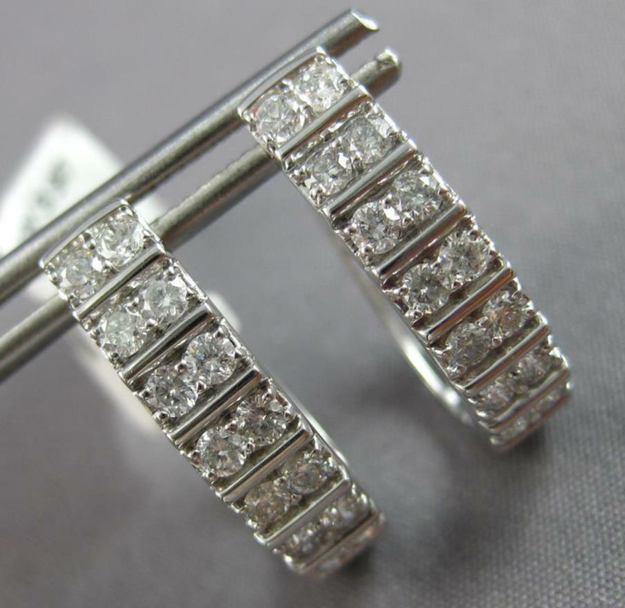FILA .95CT DIAMOND 14KT WHITE G 3D ROUND 2 ROW OVAL HUGGIE HOOP HANGING EARRINGS