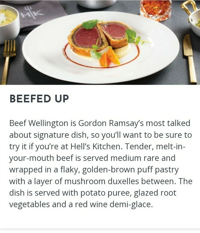 GORDON RAMSAY Hell's Kitchen Restaurant DESSERT Menu, FAMOUS