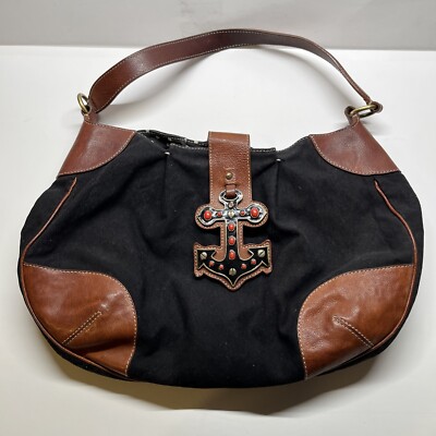 Moschino Cheap and Chic Hobo Bag Purse Brown Black Anchor