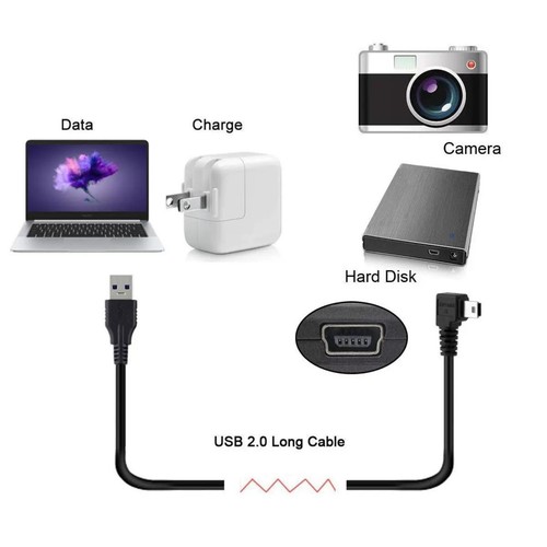 J23 USB A Prise Sur Mini USB Fiche 90 Degré Coudée Câble USB De Charge - Photo 7 sur 16