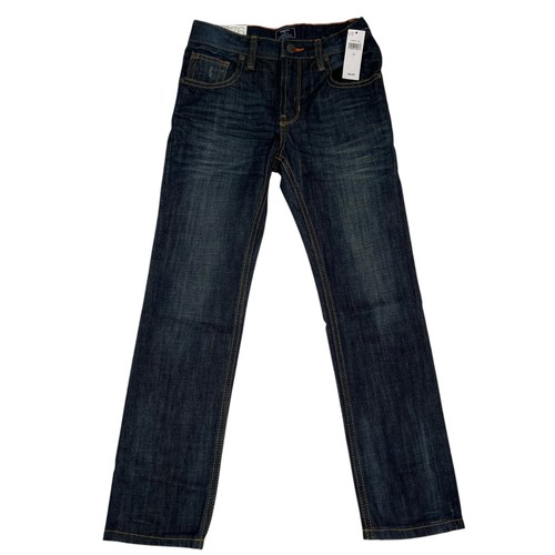 Gap Kids Blue Dark Wash Denim Skinny Fit Elastic Waist Band Straight Jeans Sz 8 - Picture 3 of 14